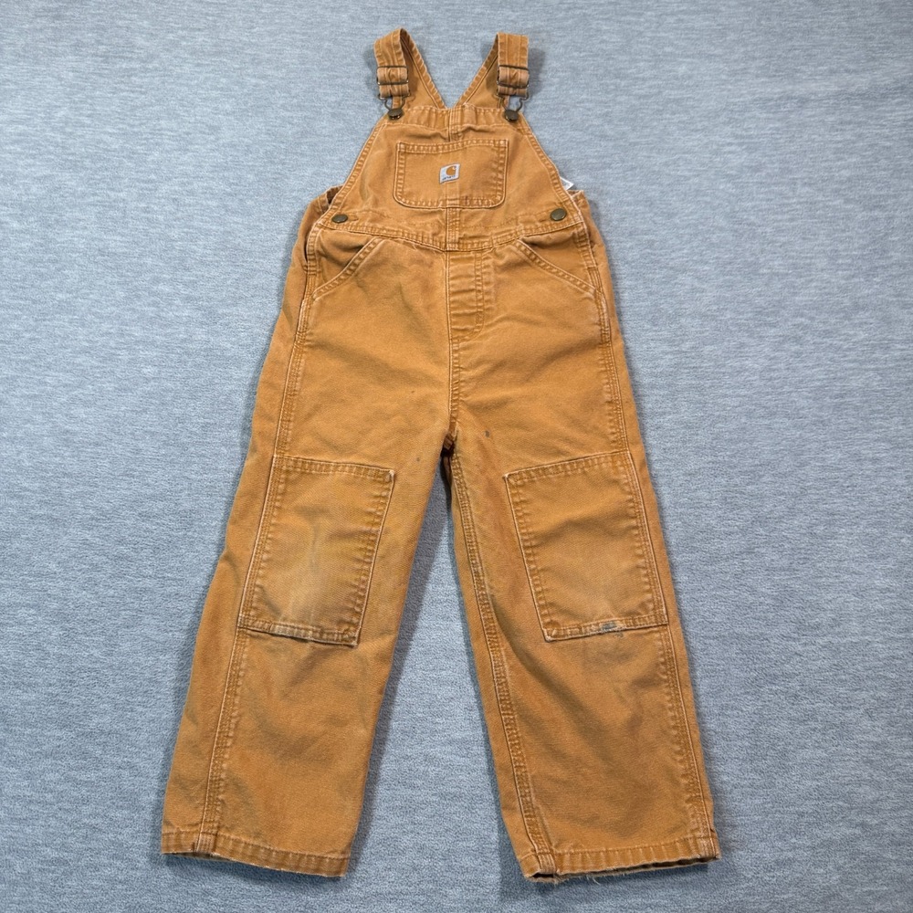 Carhartt One-Pieces Unisex Toddler 4T Brown Duck Bib Overalls Double Knee Cotton